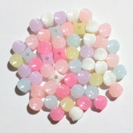 【143】20g約55個50円・プラスチックビーズ・ゼリー風・ランタン・MIXカラー