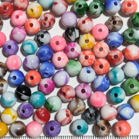 【155】20g約77個50円・アクリルビーズ・ラウンド・約8mm玉・MIXカラー