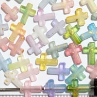 【63】20g約66個50円・アクリルビーズ・クロス・フロスト・金箔・MIXカラー