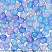 【113】20g約85個50円・アクリルビーズ・ハート・フロスト・金箔・ブルーMIXカラー