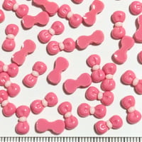 【142】5g約57個40円・デコパーツ・ネイルパーツ・蓄光・リボン・ショッキングピンク