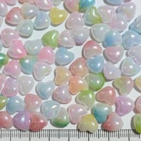 【159】30g100円・プラスチックビーズ・ハート・オーロラMIXカラー