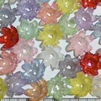 【120】20g約73個50円・アクリルビーズ・フラワーカップ・お花・オーロラMIXカラー