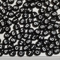 【77】20g50円・アクリルビーズ・数字・ブラック&白字