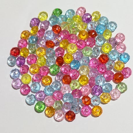 【48】20g約120個50円・アクリルビーズ・ロンデル・多面カット・MIXカラー