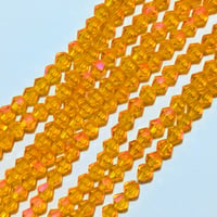 【58】1連約32.5cm40円・ガラスビーズ・電気メッキ・そろばん型・レッドオレンジ・オーロラカラー