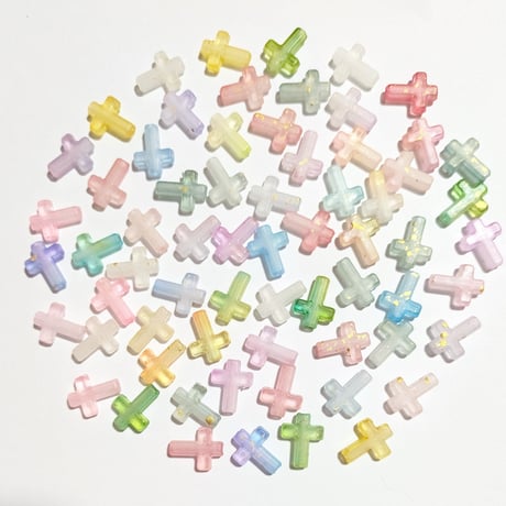 【63】20g約66個50円・アクリルビーズ・クロス・フロスト・金箔・MIXカラー