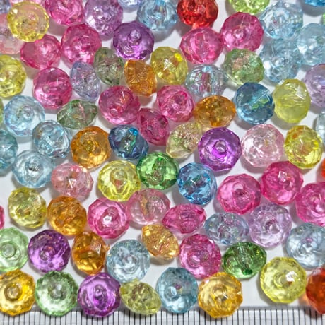 【48】20g約120個50円・アクリルビーズ・ロンデル・多面カット・MIXカラー