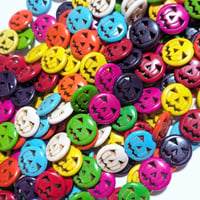 【64】1連約40cm約26個150円・合成ターコイズ・ハロウィン・直径約1.5cm・MIXカラー