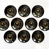 菊の金緑彩 吸い物椀10個 (蓋付き椀)