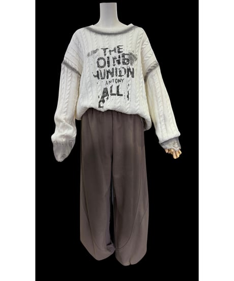 大人カジュアル×ヴィンテージ感　ロゴプリント ダメージ加工ニット　MMH134NEC   MICALE  MICALE  Winter