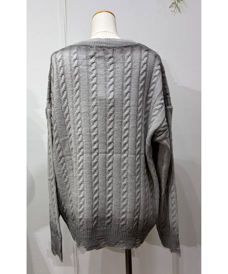 大人カジュアル×ヴィンテージ感　ロゴプリント ダメージ加工ニット　MMH134NEC   MICALE  MICALE  Winter
