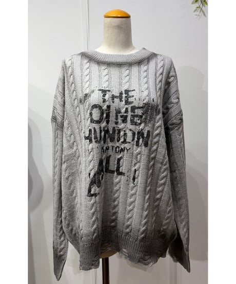 大人カジュアル×ヴィンテージ感　ロゴプリント ダメージ加工ニット　MMH134NEC   MICALE  MICALE  Winter