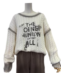 大人カジュアル×ヴィンテージ感　ロゴプリント ダメージ加工ニット　MMH134NEC   MICALE  MICALE  Winter