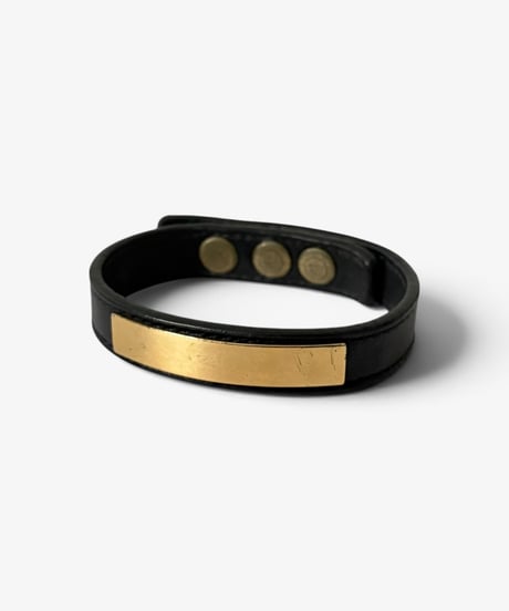 A/W 2014 SAINT LAURENT PARIS GOLD PLATE LEATHER BRACELET
