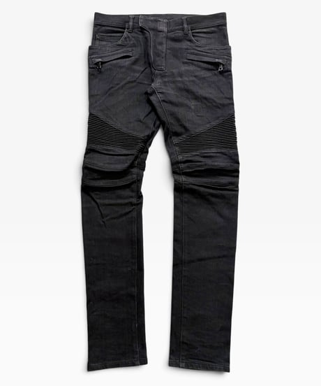 A/W 2015 BALMAIN HOMME BLACK RAW BIKER DENIM［31］