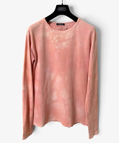 S/S 2012 BALMAIN HOMME PINK TIE-DYE LONG SLEEVE T-SHIRT［XS］