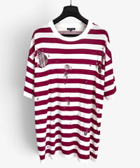 ANN DEMEULEMEESTER DESTROYED BORDER T-SHIRT［XXS］