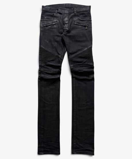 S/S 2012 BALMAIN HOMME WAXED BLACK BIKER DENIM［29］