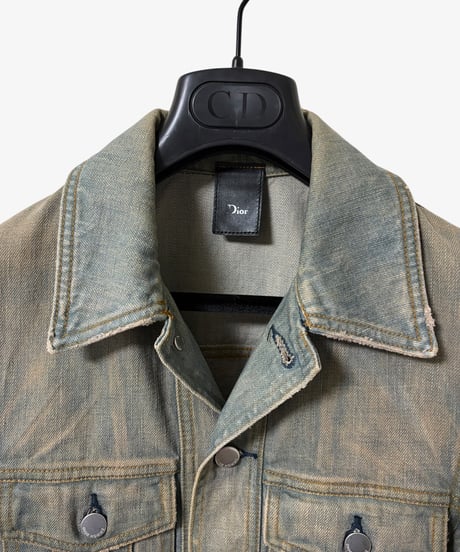 S/S 2004 DIOR HOMME “STRIP” BLUE CLAIR WAXED PANEL JACKET［46］