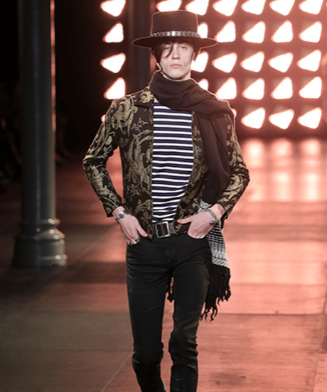 S/S 2015 SAINT LAURENT PARIS GEOMETRIC JACQUARD FRINGE STOLE