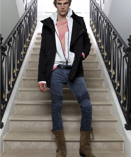 S/S 2012 BALMAIN HOMME PINK TIE-DYE LONG SLEEVE T-SHIRT［XS］