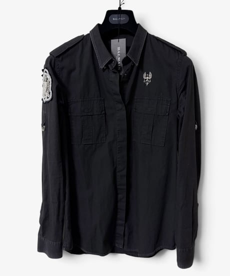 S/S 2011 BALMAIN RUNWAY EAGLE PIN MILITARY SHIRT［36］