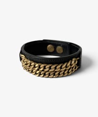 A/W 2014 SAINT LAURENT PARIS DOUBLE CHAIN LEATHER BRACELET