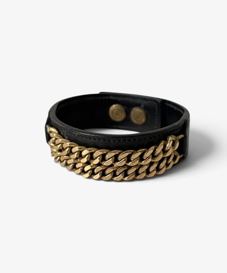 A/W 2014 SAINT LAURENT PARIS DOUBLE CHAIN LEATHER BRACELET
