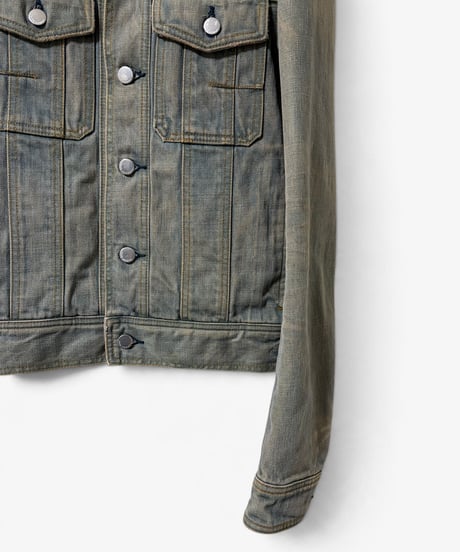 S/S 2004 DIOR HOMME “STRIP” BLUE CLAIR WAXED PANEL JACKET［46］