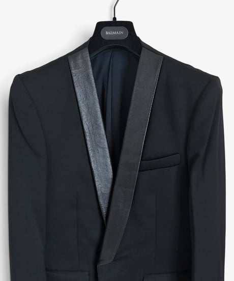 S/S 2012 BALMAIN HOMME LEATHER SHAWL COLLAR 1B BLAZER［48］