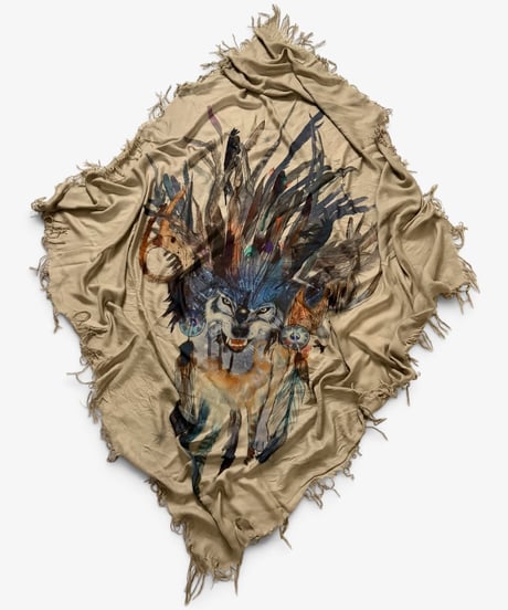A/W 2011 BALMAIN HOMME WOLF PRINT AFGHAN SCARF