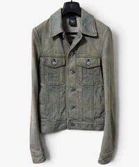 S/S 2004 DIOR HOMME “STRIP” BLUE CLAIR WAXED PANEL JACKET［46］
