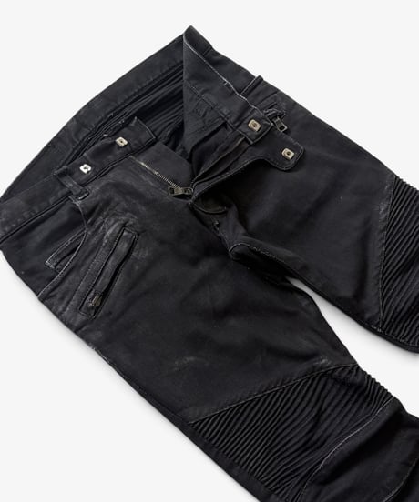 S/S 2012 BALMAIN HOMME WAXED BLACK BIKER DENIM［29］