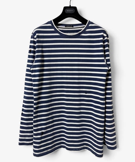 A/W 2011 BALMAIN HOMME DISTRESSED  LONG SLEEVE T-SHIRT［S］