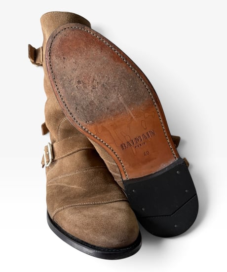 A/W 2012 BALMAIN HOMME SHEARLING-LINED ENGINEER BOOTS［40］
