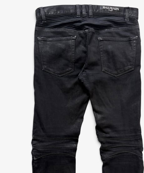 S/S 2012 BALMAIN HOMME WAXED BLACK BIKER DENIM［29］