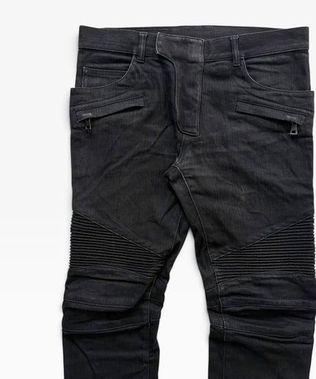 A/W 2015 BALMAIN HOMME BLACK RAW BIKER DENIM［31］