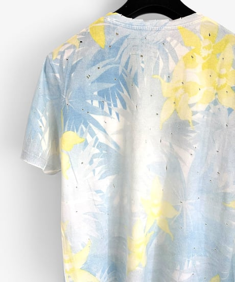 A/W 2010 BALMAIN HOMME DISTRESSED FLORAL PRINT T-SHIRT［XS］