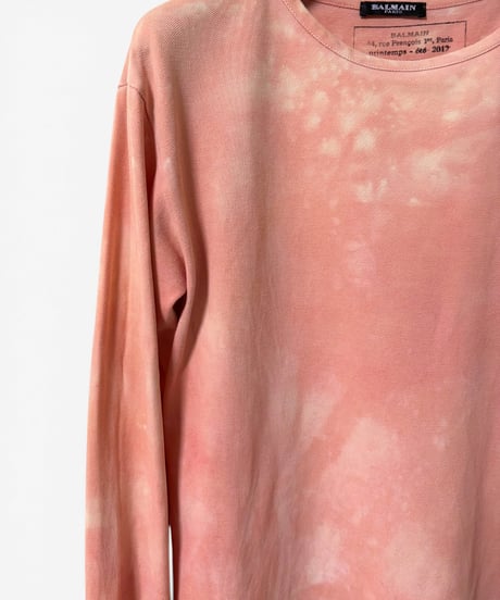 S/S 2012 BALMAIN HOMME PINK TIE-DYE LONG SLEEVE T-SHIRT［XS］