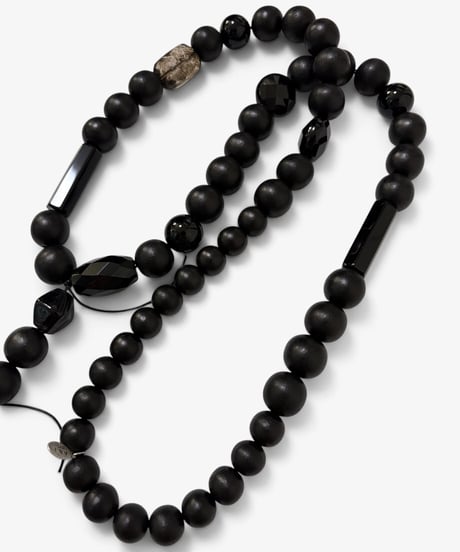 S/S 2008 NUMBER (N)INE “BIRDS” BLACK ONYX WOOD ROSARY NECKLACE