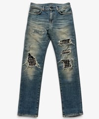 S/S 2017 SAINT LAURENT PARIS STUDDED LEATHER PATCH DENIM［29］