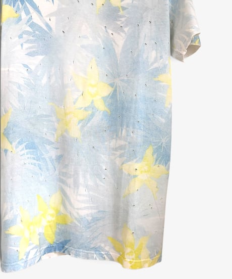 A/W 2010 BALMAIN HOMME DISTRESSED FLORAL PRINT T-SHIRT［XS］