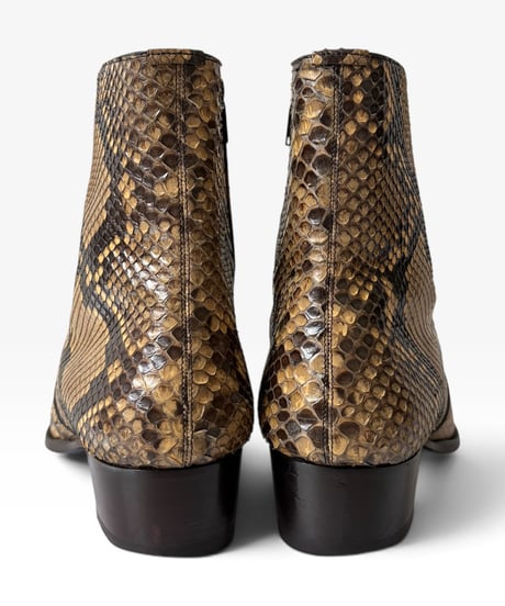 S/S 2019 SAINT LAURENT PARIS WYAT 40 PYTHON HEELED BOOTS［43］