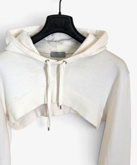 S/S 2007 DIOR HOMME “WLGT” IVORY ULTRA CROPPED HOODIE［XS］