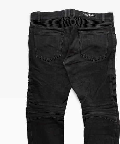 A/W 2015 BALMAIN HOMME BLACK RAW BIKER DENIM［31］