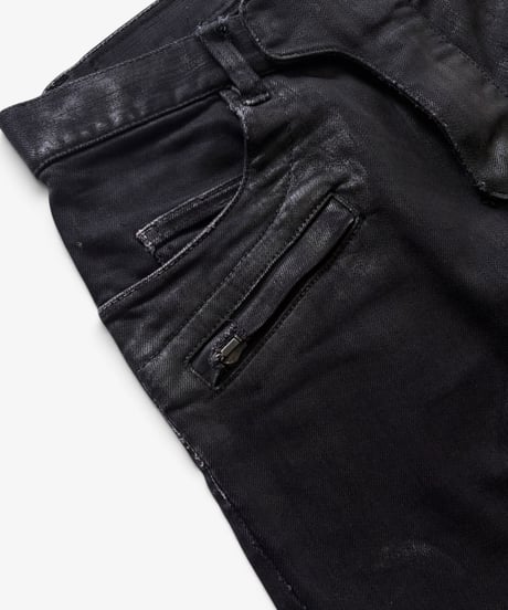 S/S 2012 BALMAIN HOMME WAXED BLACK BIKER DENIM［29］