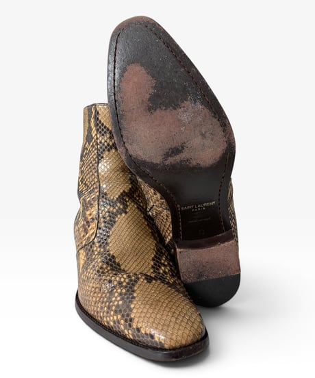 S/S 2019 SAINT LAURENT PARIS WYAT 40 PYTHON HEELED BOOTS［43］