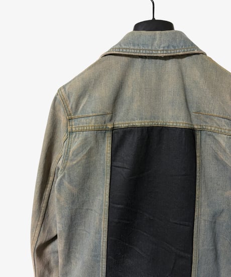 S/S 2004 DIOR HOMME “STRIP” BLUE CLAIR WAXED PANEL JACKET［46］