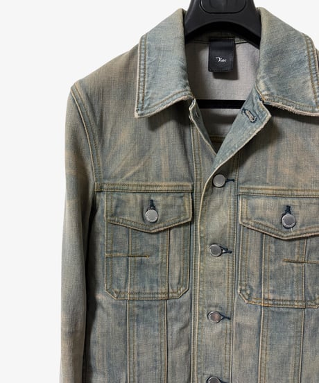 S/S 2004 DIOR HOMME “STRIP” BLUE CLAIR WAXED PANEL JACKET［46］
